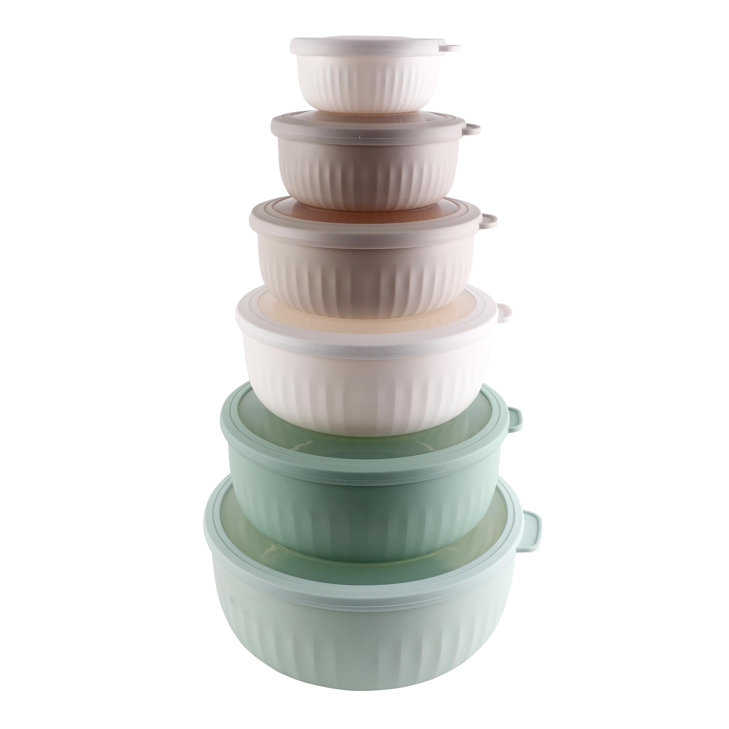 Photo 1 of COOK WITH COLOR Prep Bowls with Lids- Wide and Deep Nesting Plastic Small Mixing Bowl Set with Lids, 12 Piece Set - Wide Bowls, Mint