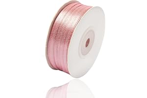 AHOMAME Rose Gold Satin Ribbon 1/8 Inches x 100 Yards, Solid Color Fabric Rose Pink Ribbon for Gift Wrapping, Crafts, Hair Bows Making, Wreath, Wedding Party Decoration and Sewing Projects