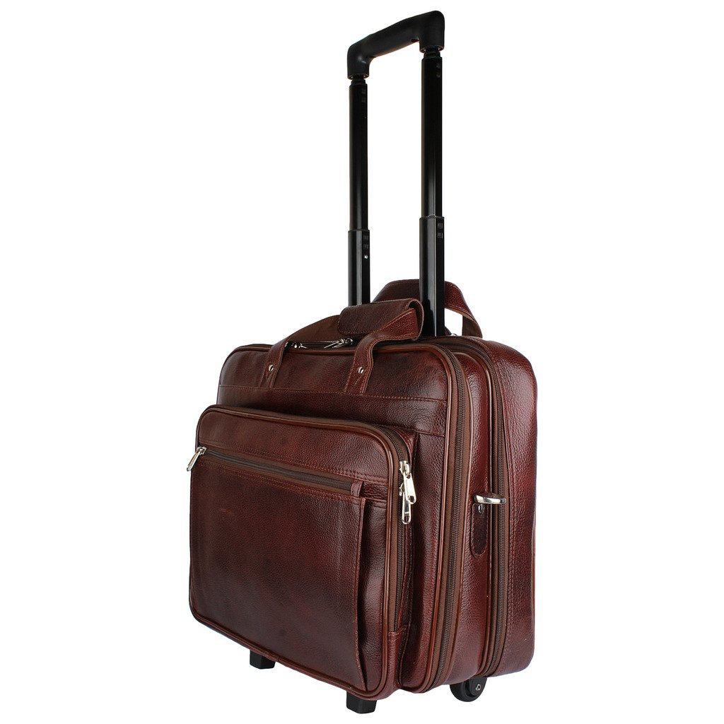 Madame Exclusive Office Brown Leather Laptop Trolley Bag Buy Madame
