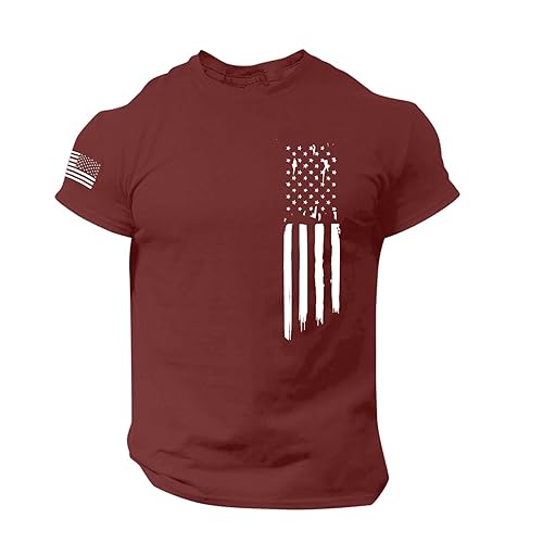 4th of July Shirts for Men Big and Tall American Flag Patriotic T