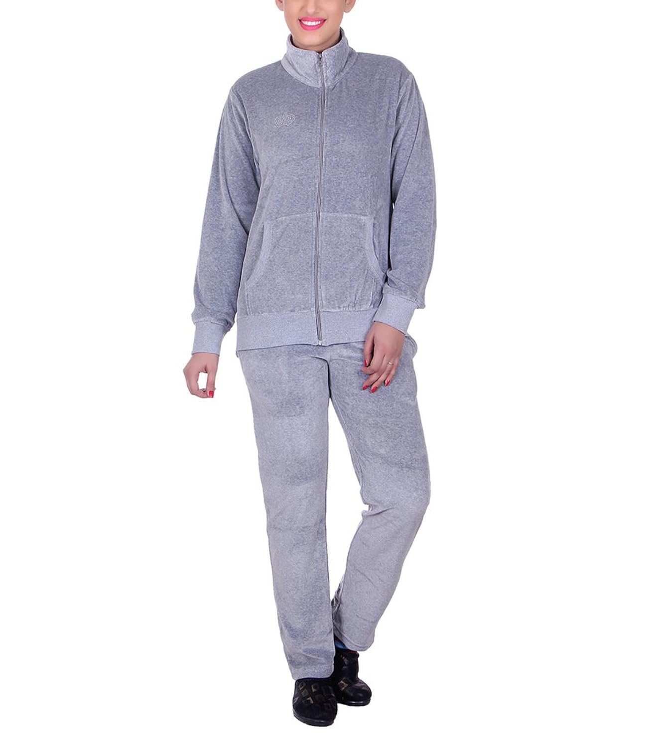 vivid bharti style collar cotton velvet/shearing tracksuit