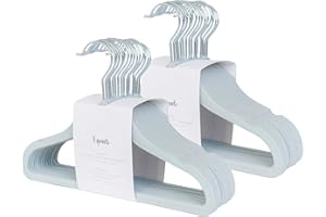 3 Sprouts Velvet Baby Hangers - Non-Slip Hanger for Infant, Toddler, Baby Clothes - Closet Kids Hangers with Slim Design, Nordic Colors, Pack of 30 - Blue