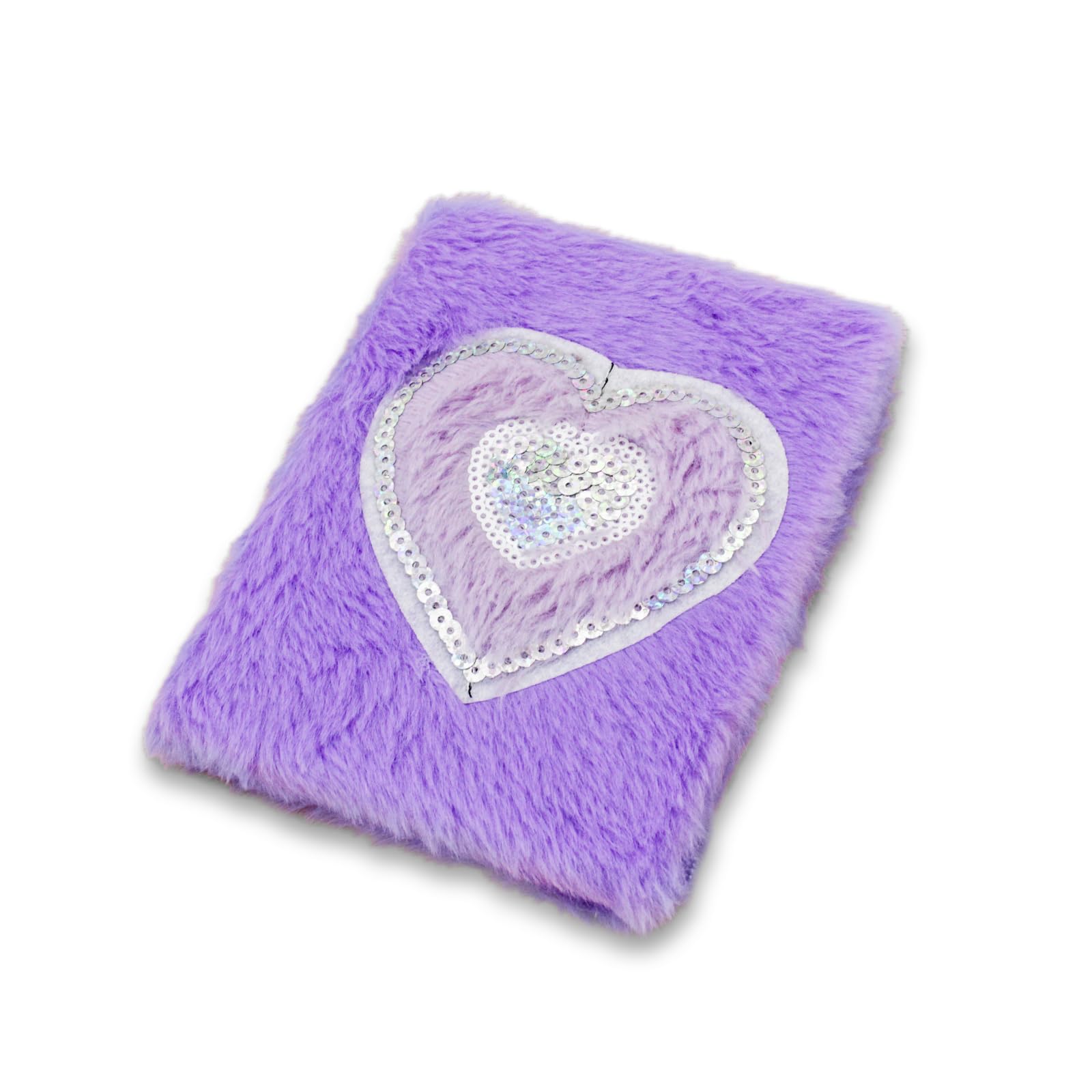 MultiValue Plush Journal, Colorful Heart Hardcover Notebook for Women Girls, Portable Small Pocket Plush Cute Hardback for Writers, Students (Purple)