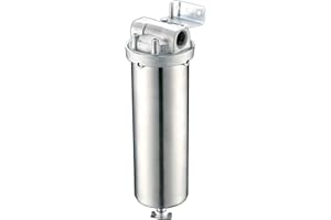 Amwater NSF/ANSI 42 Certification Stainless Steel Filter Housing for 10" Filter Cartridge, 3/4" NPT Water Filter Housing for Whole House Water Purification of Stainless Steel 304 (10" A Housing)