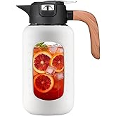 84 oz/2.5 Liter Glass Pitcher with Lid and Handle, Glass Carafe/Jug for Hot/Cold Water, Large Iced Tea Pitcher for Coffee, Juice and Homemade Beverage
