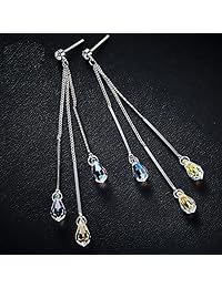 DESIMTION Colorful Sterling Silver Dangle Earrings for Women Crystal for Swarovski