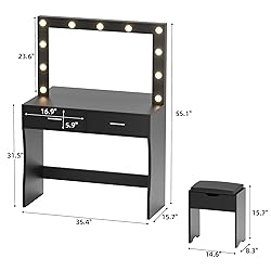 YESHOMY Vanity Desk with Mirror, Makeup Table with