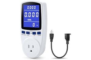 Upgraded Brighter LCD Display Night Vision Power Meter Plug, Power Consumption Monitor Energy Voltage Amps Electricity Usage 