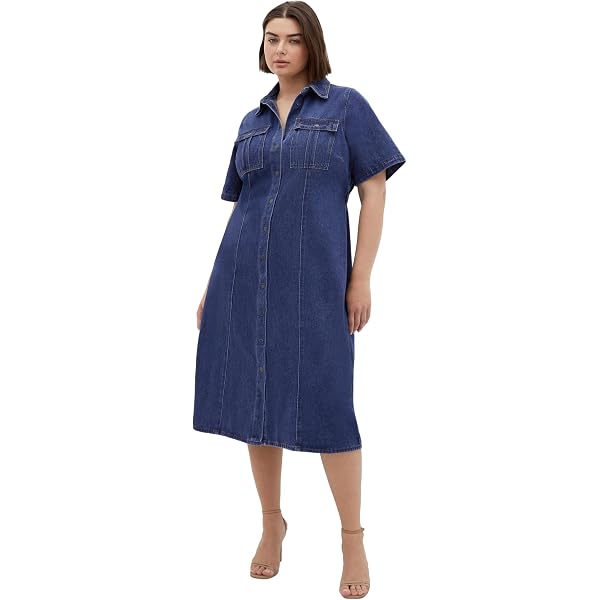 white christmas dresses Perfect Choice Denim Maxi Dress – August Avenue main image 0