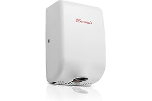 5Seconds™ Electric Hand Dryers for Bathrooms Commercial in 1000W, Stainless Steel Turbo Mini White, Touch Free Sensor, High Speed Energy Efficient UL Listed, 5 Years Warranty, ADA Compliant