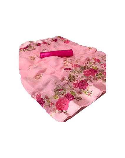 Linen with blouse piece Saree (SRCSNK14B_ Pink_ One Size)