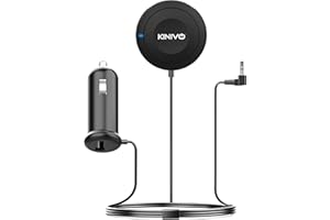 Kinivo BTC450 Bluetooth Car Kit (Hands-Free, AUX Bluetooth Adapter for Cars with Ground Loop Noise Isolator, 3.5mm Aux Input, Apt-X)