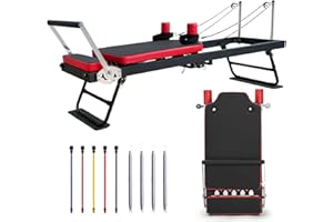 Annualring Pilates Reformer,Foldable Pilates Machine & Equipment with Spring and Rubber Dual Resistance,for Home Use and Gym Workout,Up to 400 lbs Weight Capacity