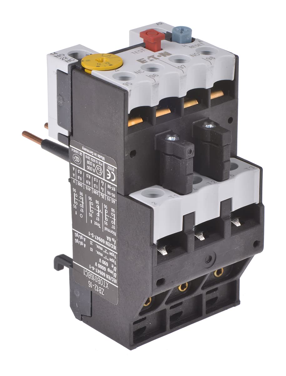 Eaton 290168 ZB12 Motor Protection Relay, 16 A, 1 closer + 1 opener, 600 V, Black, White