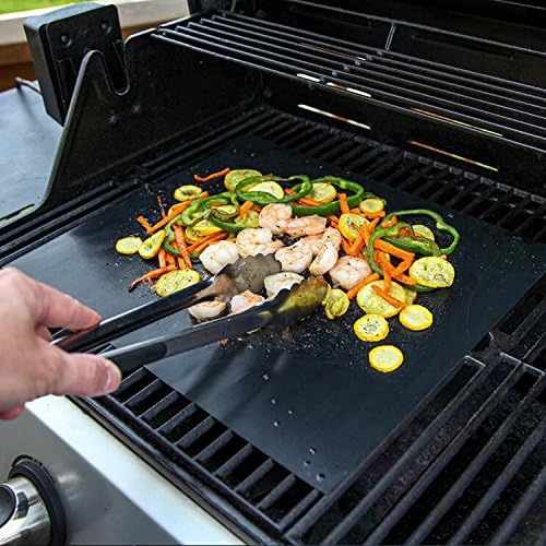 Grill Mat,BBQ Sheets Non Stick Reusable Washable Heat Resistant 260℃ for Charcoal Gas Electric Grill to Grilling Meat Veggies Seafood Eggs 5packs Black - Image 4