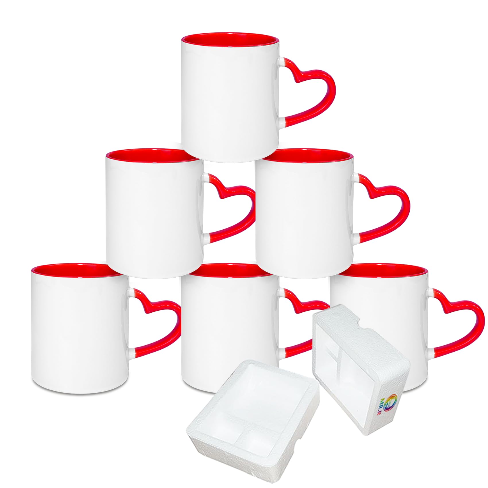 Photo 1 of *************MISSING 3 OF THE CUPS***************
MR.R Sublimation Blank Dishwasher Ceramic Mug,Blank Coated Cup,Sublimation Blank Mugs,Classic Cup with Red Color Inner Mug and Heart Handle,11oz,Set of 6