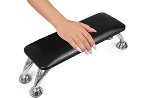 MERTERFLY Arm Rest for Nails Tech, Easy Clean Nail Arm Rest, Reduce Back Pain Hand Rest for Nails Tech, Sturdy Support Armrest for Nails Fits UV LED Nail Lamp Underneath, Salon & Home Use(Black)