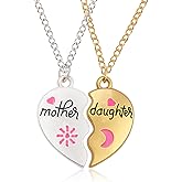 lakayfimily Gifts for Mom&Daughter 2pcs Mom Daughter Heart Matching Pendant Necklace Set Cute Jewelry Accessories for Mom Daughter Birthday Anniversary Christmas Gifts