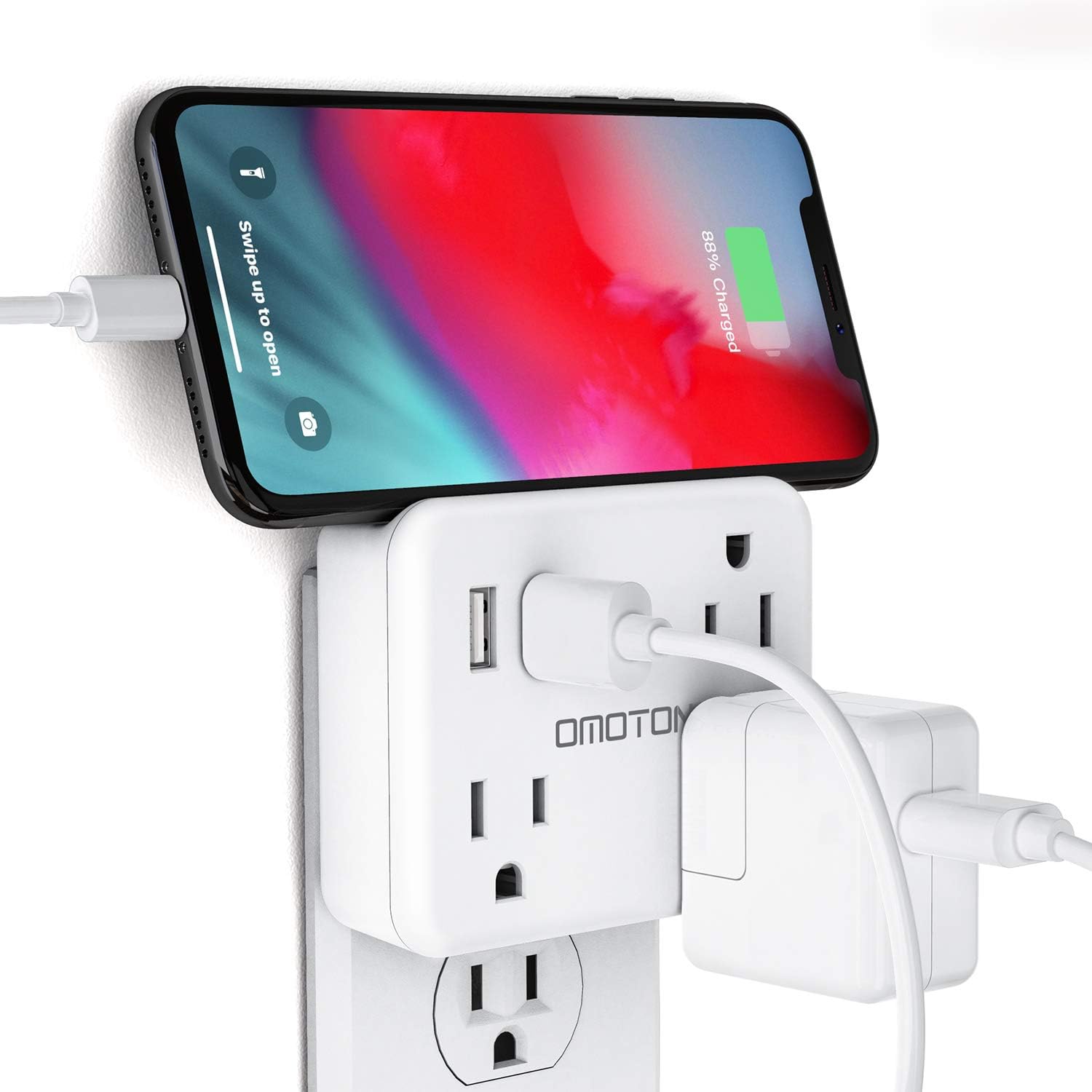 Cruise Power Strip No Surge Protector, OMOTON Travel Wall Tap with 3 Outlets & 2 USB Charging Ports,Travel Cruise Ship Accessories Must Have, Ultra Compact for Travel Home Hotel office-White: Home Audio & Theater
