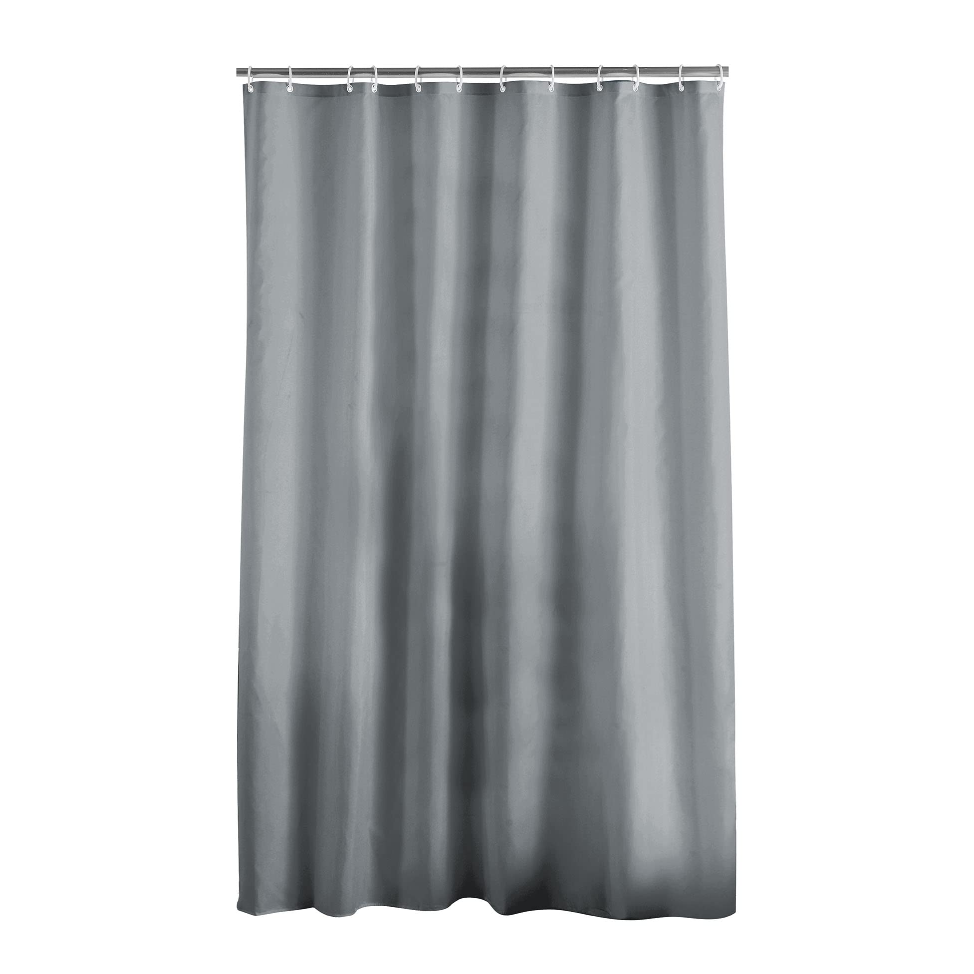Douceur d'Intérieur Essencia Shower Curtain with Hooks, Polyester, polyester, anthracite, 180 x 200 cm