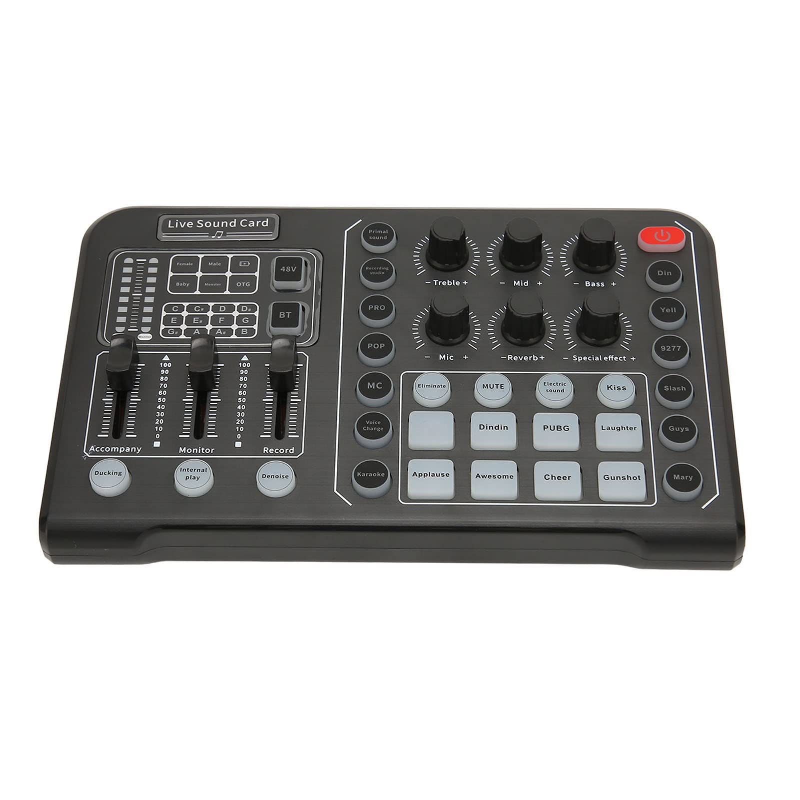 External Live Sound Card, Professional Audio Mixer Voice Changer with 12 Step Electronic Tuning, Noise Reduction Plug And Play Mini Sound DJ Mixer Board for Live Streaming PC Computer Broadcasting