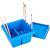 Paint Brush Cleaner Brush Holder Tray Multi-functional Paint Brush Basin Cleaner Plastic Artist Brush Cleaning Washer with Lid Brush Washing Tub for Watercolor Oil Gouache Acrylic Painting