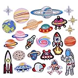 Coopay 24 Pieces Iron on Patches Solar System Embroidered Motif Applique Assorted Size Decoration Sew On Patches for DIY Jeans Jacket, Clothing, Handbag, Shoes, Caps