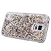Galaxy S5 Case, Galaxy S5 Neo Case, Galaxy S5 Liquid Glitter Case,PHEZEN 3D Creative Design Shiny Quicksand Flowing Bling Glitter Sparkle Heart Clear Hard Case for Samsung Galaxy S5 - Gold Diamonds