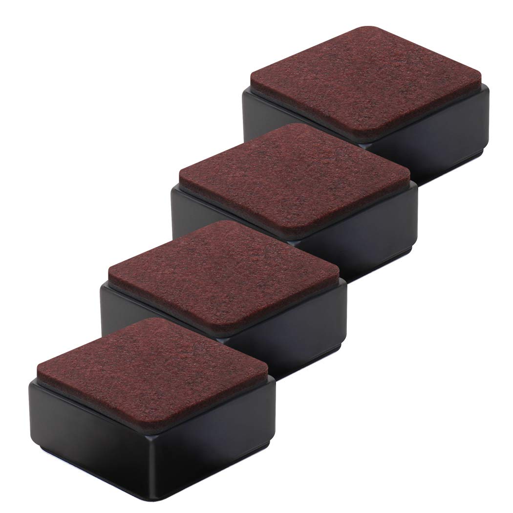 AIRUJIA 30mm Bed Risers, 60mm Diameter Self-Adhesive Heavy Duty Bed Raisers Adds 30mm Height to Beds Sofas Cabinets Supports 20,000 lbs, Square Black