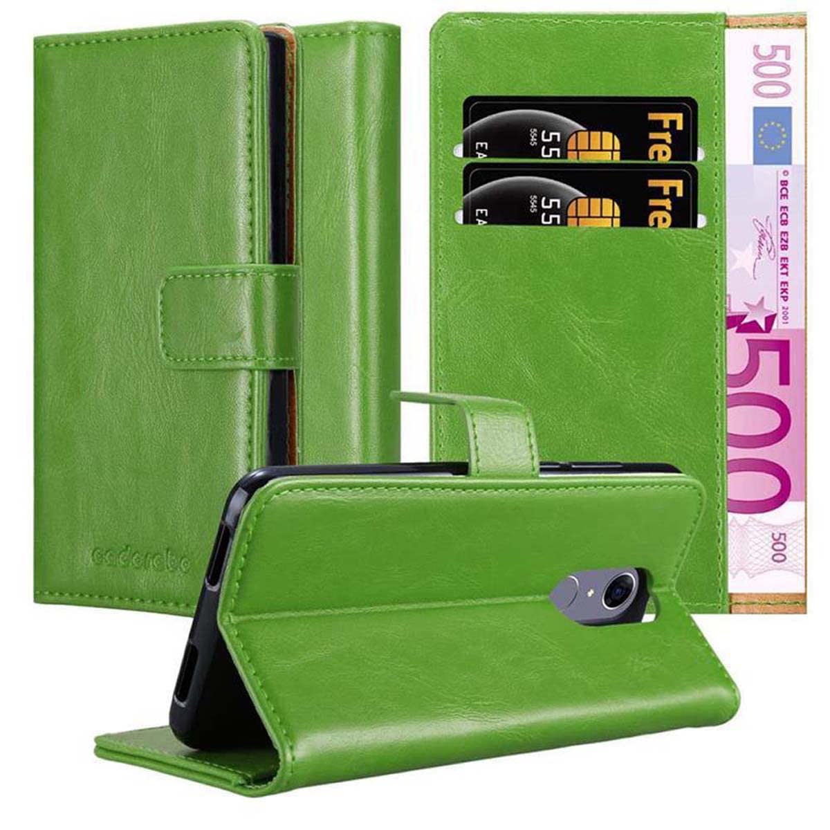 cadorabo Book Case works with Cubot Nova in GRASS GREEN - with Magnetic Closure, Stand Function and Card Slot - Wallet Etui Cover Pouch PU Leather Flip