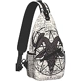 bassyil Goat Skull Sling Bag Crossbody Travel Hiking Chest Backpack Shoulder Daypack for Women Men One Size