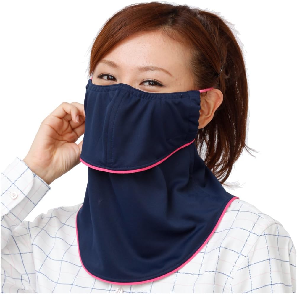Yake-nu UV Sun protection face mask with form stability tape. 582Navy "Yake-nu Athlete nomal"