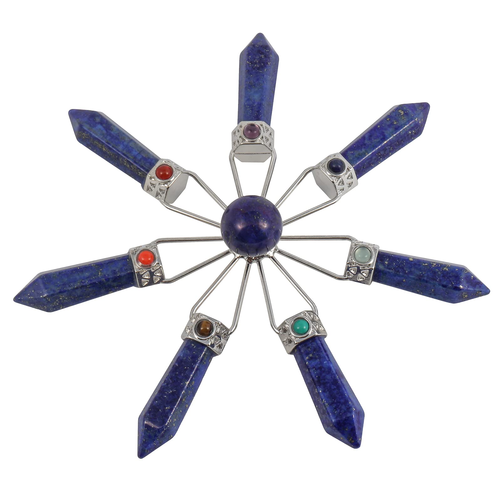 Loveliome Lapis Lazuli 7 Point Energy Generator, Reiki Crystal Stone Lucky Bead