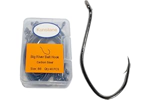 KUNSILANE Catfish Hooks Big River Bait Hook 25-50pcs of 1-10/0 Fishing Hook Saltwater Wide Gap Big Game Flatheads Hook