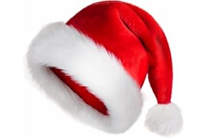 JUANANIUG Christmas Santa Hat Adult: Xmas Holiday Hat for Women and Men - Extra Thicken Classic Fur for Christmas New Year Festive Holiday Party Supplies