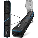 Gonex Snowboard Bag with Wheels,Adjustable Length Up to 175cm to 190cm, Fully Padded Ski Bag for Air Travel, 1200D Polyester PVC Waterproof Rolling Ski Bag with Skis Strapes