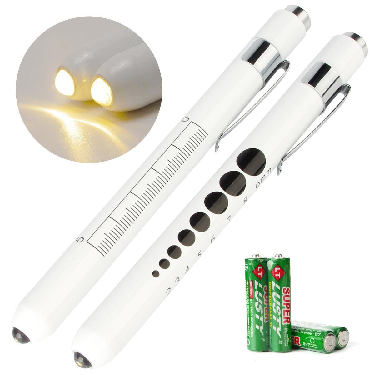Opoway Nurse Penlight LED Warm White Medical Pen Light with Pupil Gauge