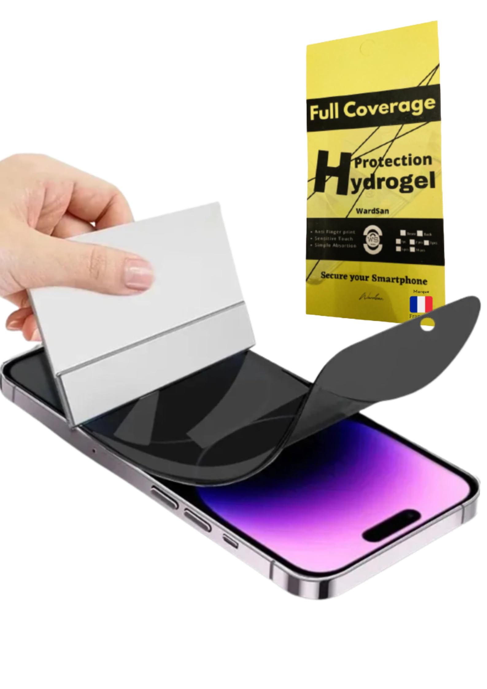 WardSan [1 Pack for IPHONE 15 PRO (6,1") Hydrogel Privacy Screen Protector | Ultra-Thin Flexible Soft TPU Film | Anti-Spy, Anti-Scratch, private, Full Coverage, Fingerprint Unlock, Case Friendly