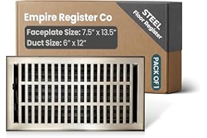 Empire Register Co, Vent Cover - 6x12 inch, Modern Contemporary Design, Brushed Nickel Finish, Heavy Duty Floor Vent Covers, 