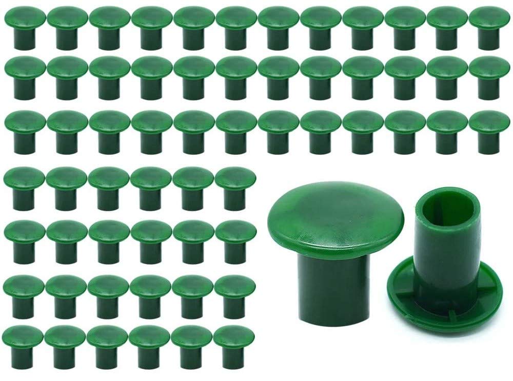 KAHEIGN 60Pcs Cane Safety Caps, 3cm Rubber Cane Safety Toppers Bean Cane Rod Protection Caps for Garden Outdoor (Green)