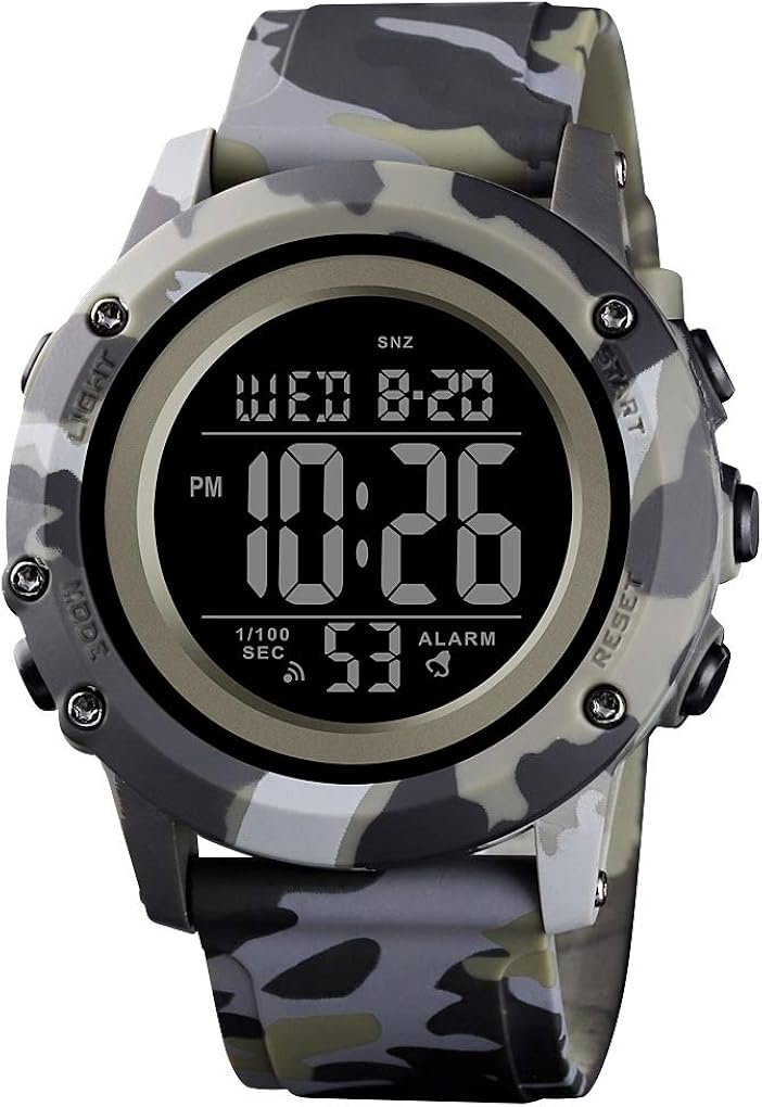 Men's Digital Sports Watch Large Face Waterproof Wrist Watches for Men with Stopwatch Alarm LED Back Light: Watches