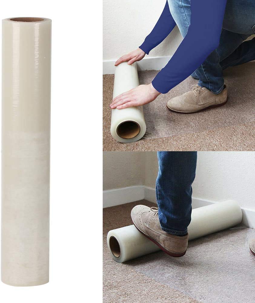 Rikdev® Self Adhesive Carpet Floor Stairs Protection Film - Heavy Duty Puncture & Water Resistant 600mm x 25m roll …
