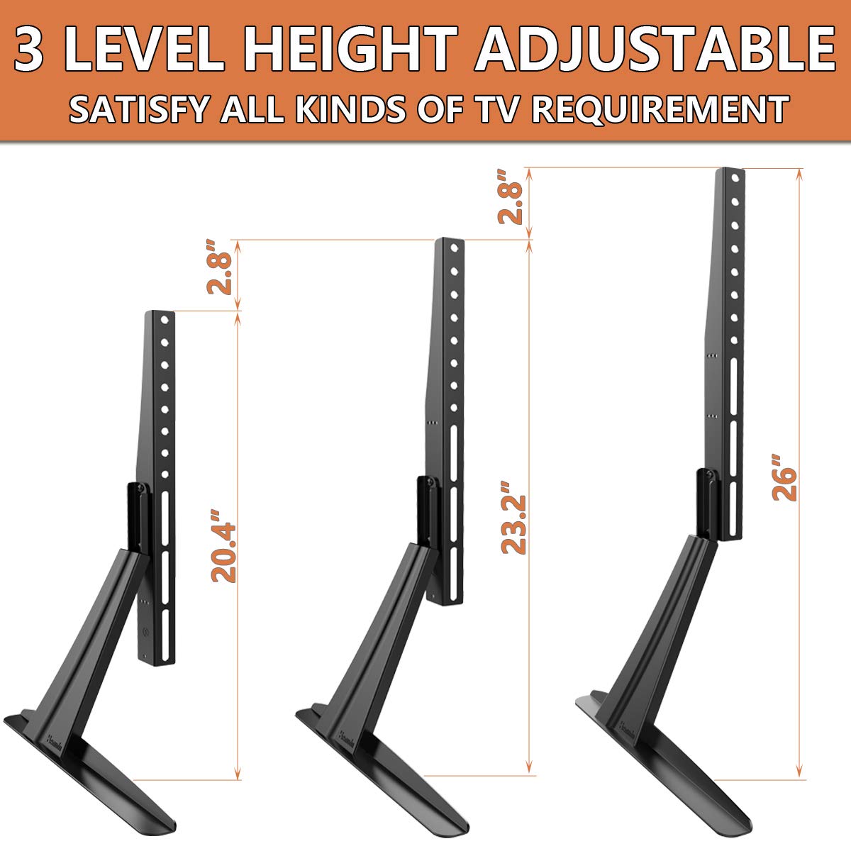 Hemudu Universal Table Top TV Stand Base VESA Pedestal Mount for 27 inch to 55 inch TVs with