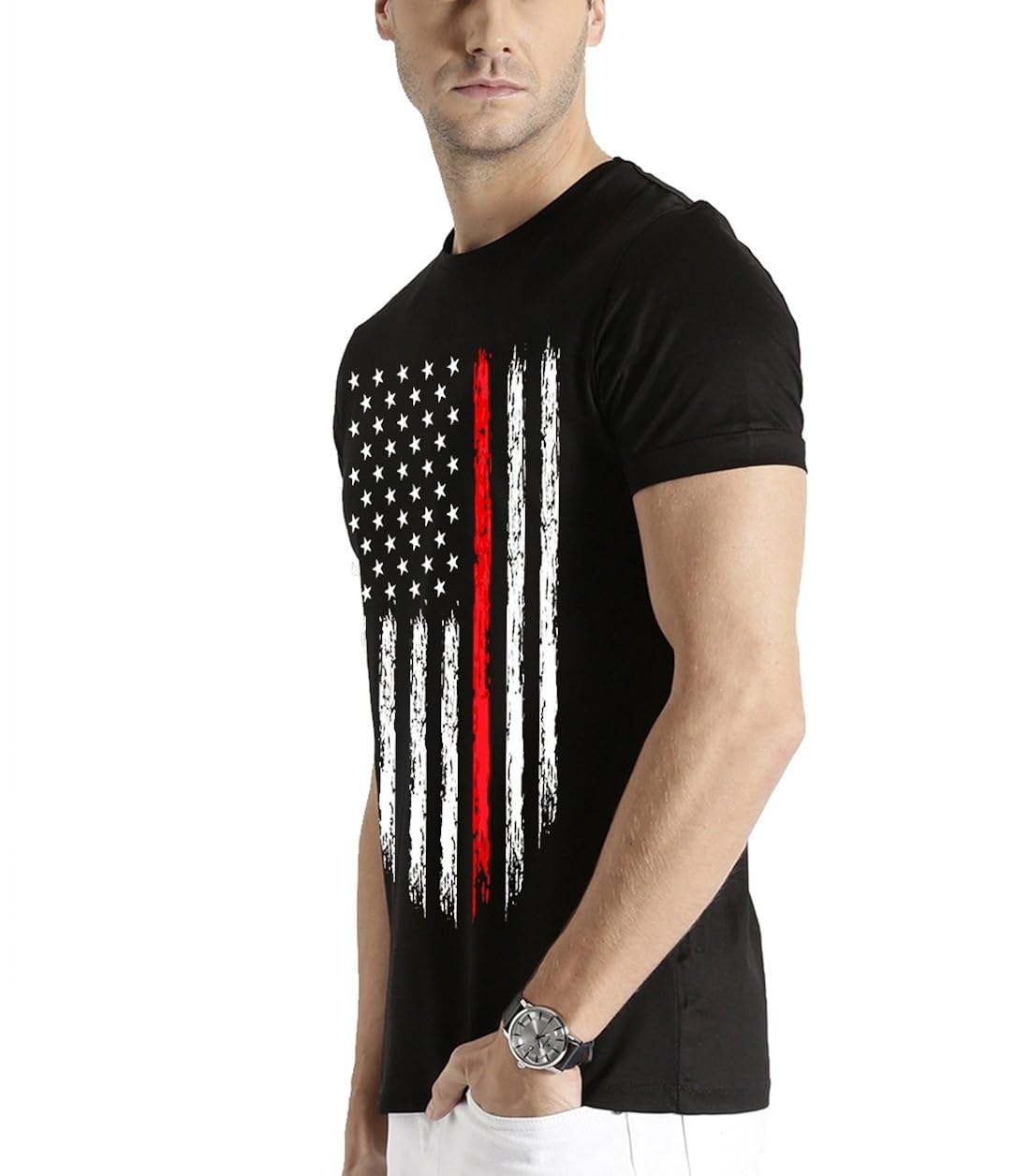 adro men's usa flag printed cotton t-shirt