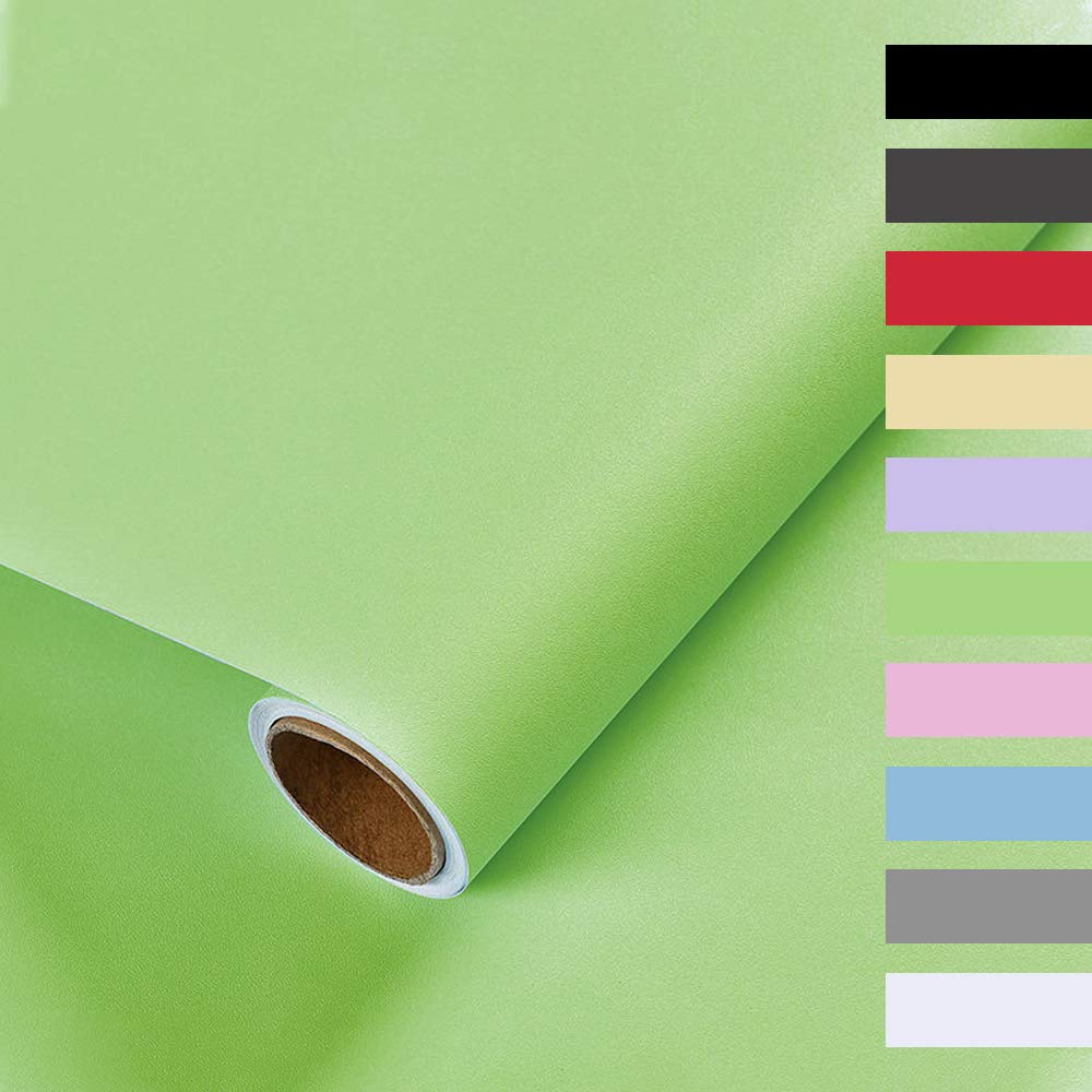 Auckpure Sticky Back Plastic Roll Self Adhesive Wallpaper, (0.4X 3.5M) Contact Paper, Self Adhesive Vinyl Wrap, Frosted Thickened Waterproof Wall Paper, for Furniture Wall Door Stickers Green