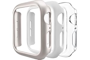 IEOVIEE 3 Pack Compatible for Apple Watch Case 40mm Series 6 Series 5 Series 4 / SE, Hard PC Bumper Case Protective Cover Frame [NO Screen Film] Compatible for iWatch Accessories 40mm, Starlight/White/Clear