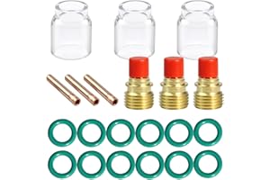 TIANLYLIN 21pcs #12 Glass Cup Kit Stubby Collets Body Gas Lens Welding Accessories For Wp-9/20/25 Tig Welding Torch 3/32"