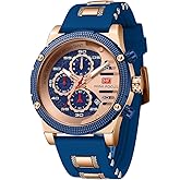 AIMES Mens Watches for Men Casual Chronograph Waterproof Sport Military Watch Analog Quartz Movement Stylish Luxury Dress Wrist Watch Elegant Gift Watch for Men