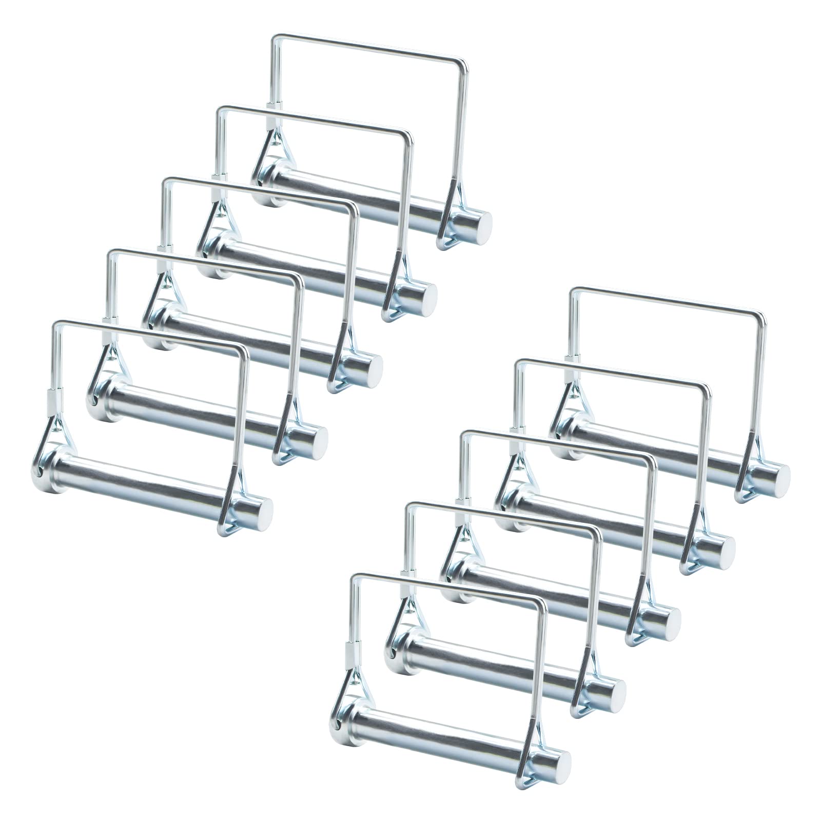 INCREWAY Wire Lock Pin,10PCS 10mm Carbon Steel Shaft Locking Pin Square Loop Wire Lock Pin for Track Farm Lawn(10×70mm)