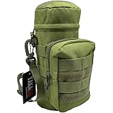 YAKASO Tactical Molle Water Bottle Holder Pouch Hydration Carrier Bag Tactical EDC Water Bottle Carrier with Detachable Shoulder Strap for Hiking Camping Outdoor Sport Travel